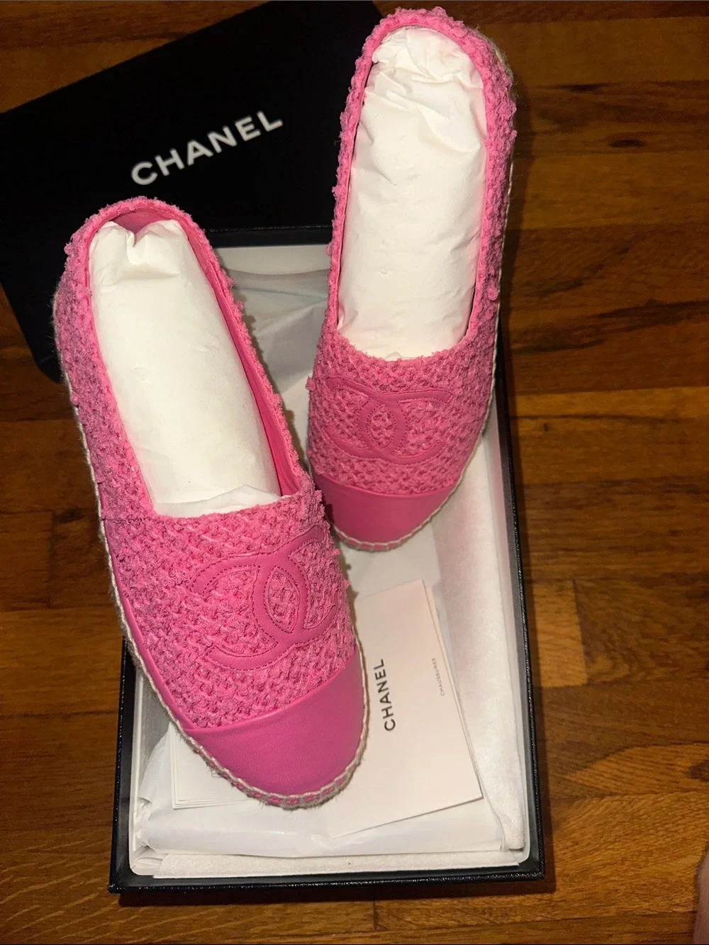 NWT Chanel Pink 2024 Interlocking CC Logo Espadrilles